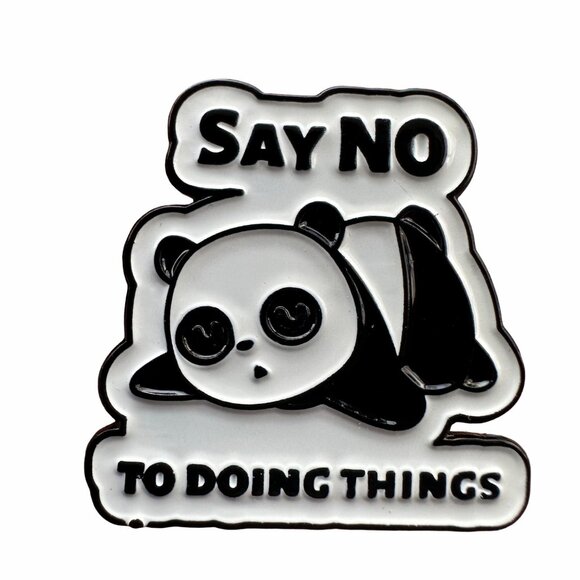 ☀️Oz Enamel Pin Panda Broch Say No To Doing Thing Sleeping White Black Animal - Picture 6 of 7